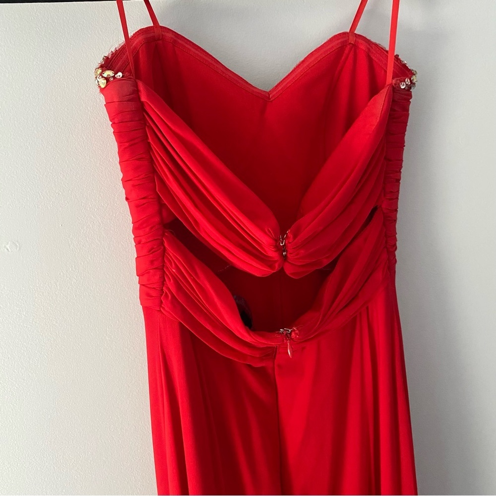 Red, strapless, jeweled prom dress/formal dress - Picture 4 of 12